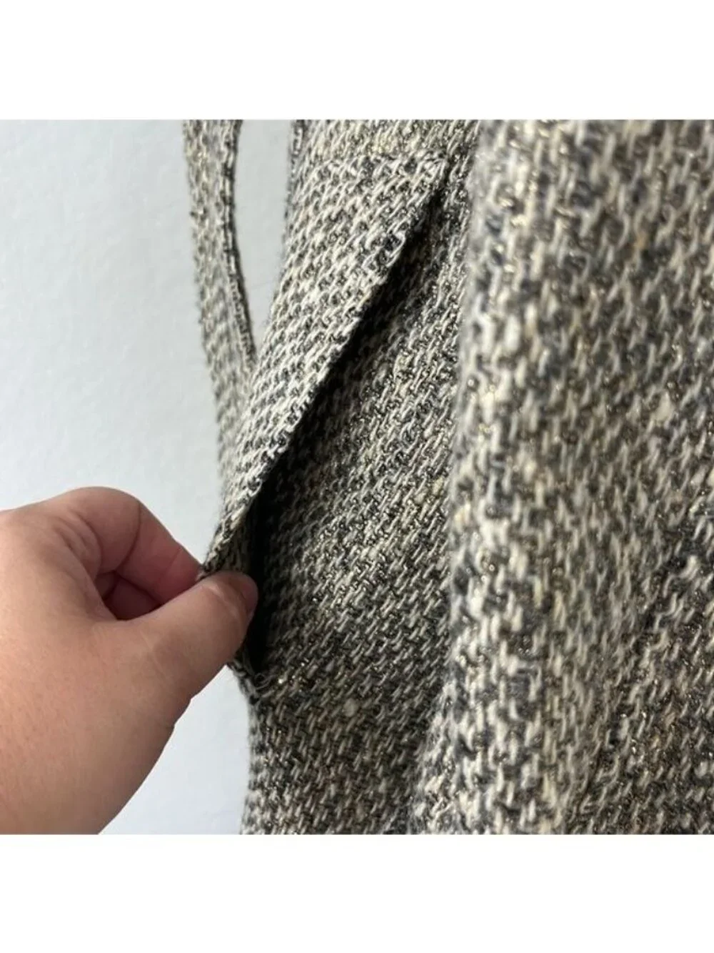 Burberry Metallic Tweed Gold Belted Trench Coat Jacket - Picture 8 of 15